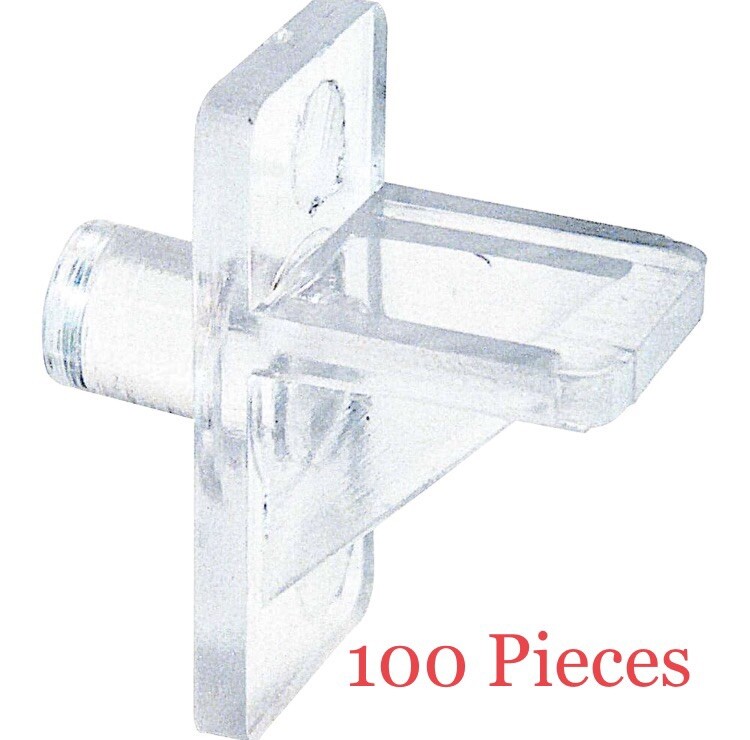 100 Clear Plastic Shelf Brackets & Pins for Cabinets-image