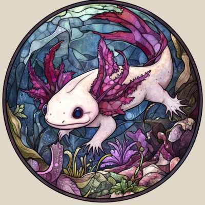 XXL18X18Autoaufkleber Axolotl Buntglas Aufkleber Wetterfester Vinyl Sticker