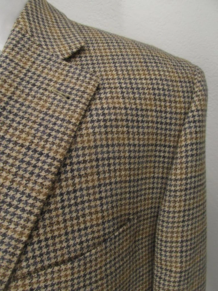 Elegant Italy NICK HILTON houndstooth pure wool sport coat size 44 L Mint! S42 - Image 3 of 4