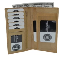 Men's Genuine Leather Bifold Secretary Wallet Tan Credit Card Case Holder New 