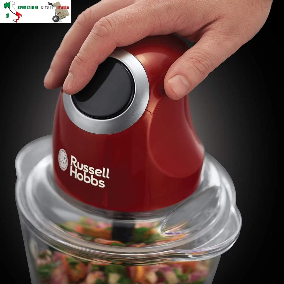 Mini tritatutto elettrico [contenitore in vetro con coperchio] Desire Red (500 m - Immagine 3 di 4
