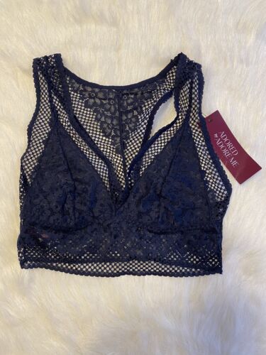 Adored By Adore Me Bra Womens Size Medium Blue Sheer Floral Jenny Bralette