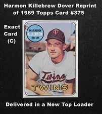 Harmon Killebrew Dover Reprint of 1969 Topps Card #375 _ Card (C) in Top Loader