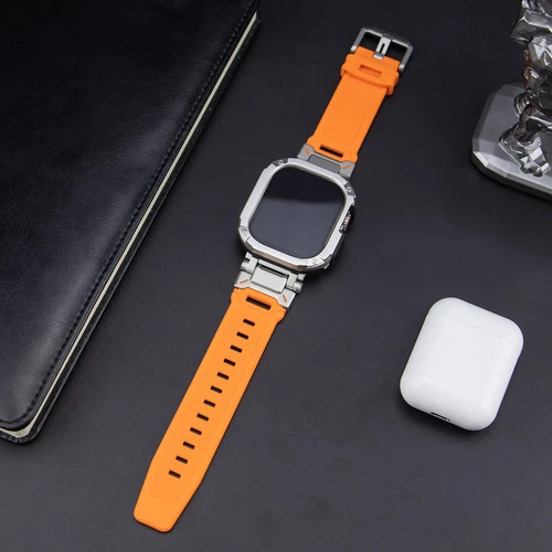 Correa y carcasa de metal + silicona para Apple Watch Ultra2 49 mm 9 8 44/45 mm - Imagen 7 de 32