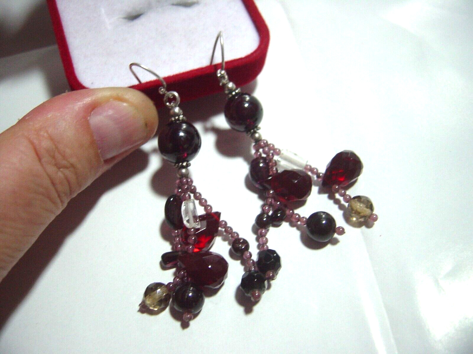 Vintage Solid Silver Earrings -large-cluster Drop… - image 2