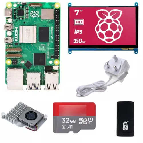 Raspberry Pi 5 2/4/8/16GB Full Kit - 7'' Touchscreen, Official PSU Active Cooler