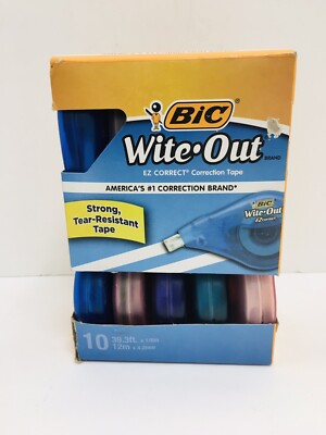 Bic wite.out 10Ct strong tear resistant tape 39.3ftx1/6in 12mx4.2mm 