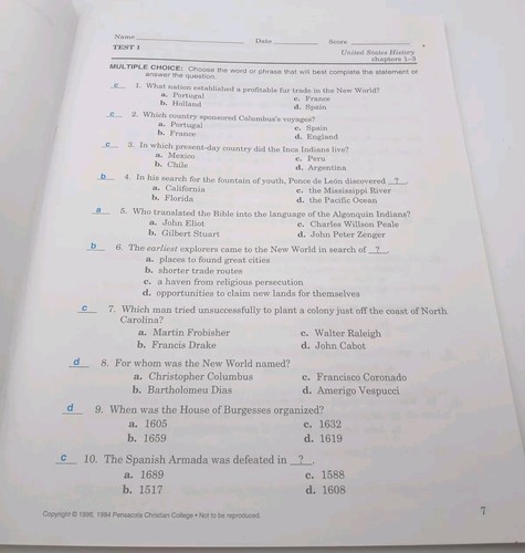 Abeka Book United States History Heritage Of Freedom Teacher Key Curriculum - Picture 5 of 13