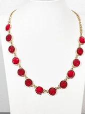 Charming Charlie Red Faux Druzy Round Bubble Statement Necklace Coastal 22 in