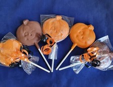HALLOWEEN PUMPKIN BELGIAN CHOCOLATE LOLLIPOP/S/SWEET/S/PARTY FILLERS/FAVOURS