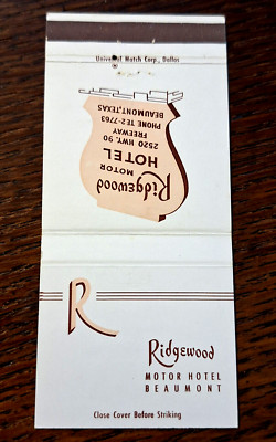 Vintage Matchbook: Ridgewood Motor Hotel, Beaumont, TX
