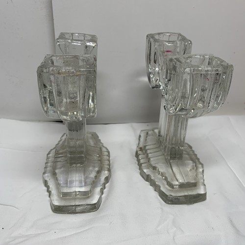 Anchor Hocking Queen Mary Candlestick Candle Holder Wedding Crystal Set Of Two - Picture 4 of 12