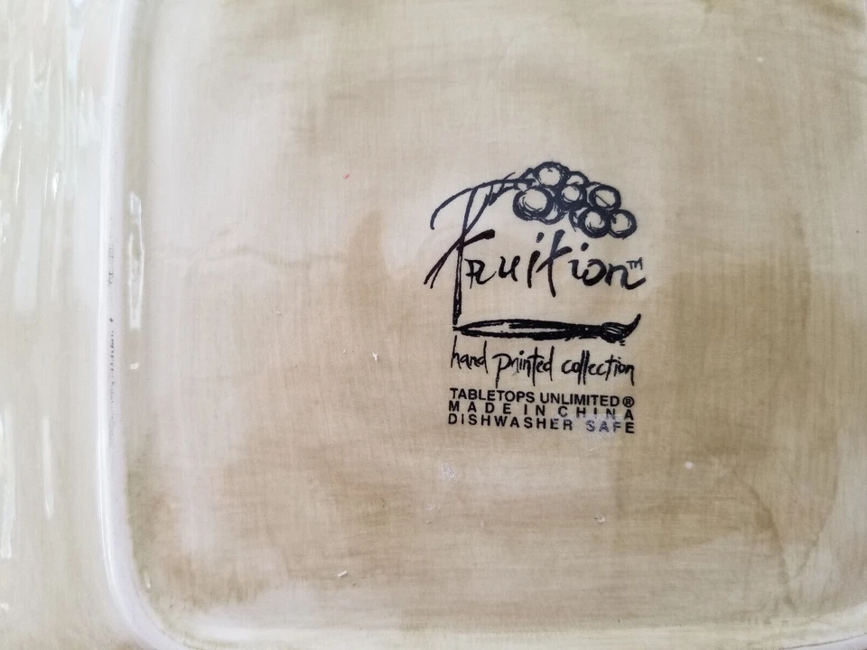 Fruition by Table Tops Unlimited Square Hand Painted Apple Dinner Plate New - Image 4 of 4