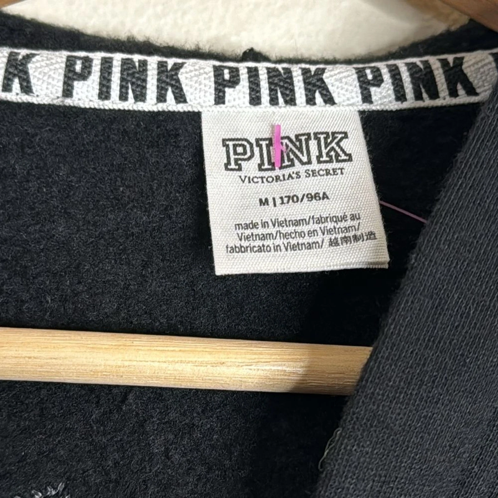 UNDERCOVER Felpa con cappuccio Victoria Secret rosa donna amore rosa stringata nera taglia media rose paillettes