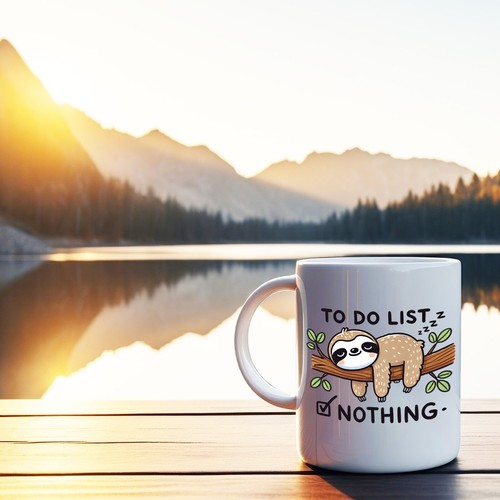 Funny Novelty Cartoon Sloth Coffee Mug - Napping is my Superpower 11oz White USA - 第 6/10 張圖片