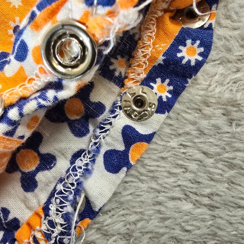 Vintage Baby Clothes Bubble Romper Orange Calico Patchwork 70s Hippie Retro Boho - Picture 4 of 12