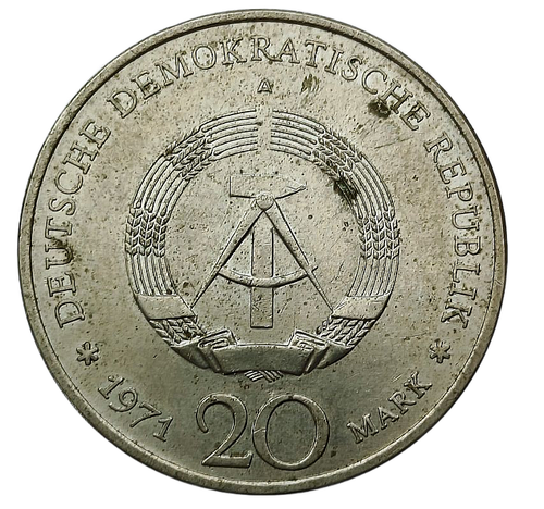 ALEMANIA RDA REPÚBLICA DEMOCRÁTICA 20 MARCOS 1971 UN ERNST THALMAN CONMEMORATIVO - Imagen 4 de 4