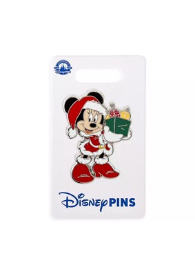 New Disney Parks Holiday Minnie Mouse Holding Christmas Present Pin Santa Claus