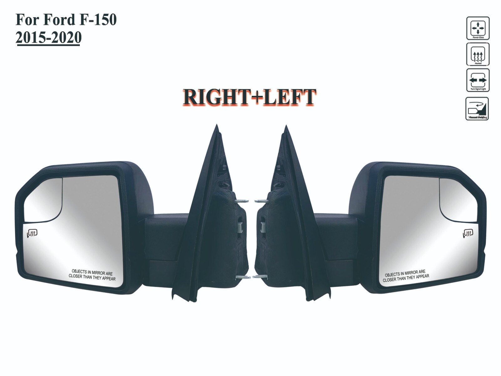 Pairs Left+Right Side Door Mirror Power With Signal Light For 15-20 Ford F-150