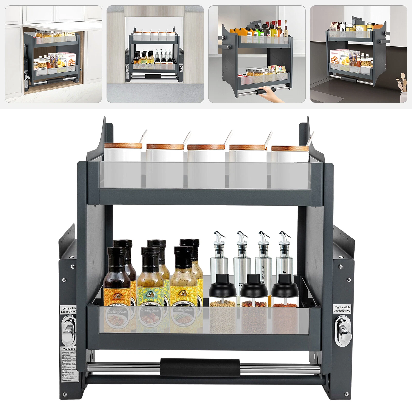 2-tier Pull-Out Cabinet Shelf Drop Down Shelf Pull-Down Lift for Kitchen Cabinet
Opens in a new wind