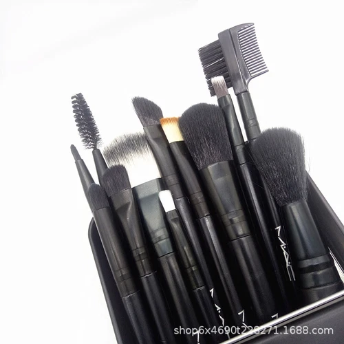 Mac Makeup Brush Set Brush Twelve Iron Box Set Blush Eyeshadow Foundation Brush - Picture 3 of 17
