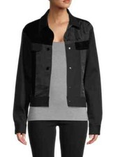 New Nwt $725 Marrisa Wilson "zora" Mixed Media Black Trucker Jacket Sz S