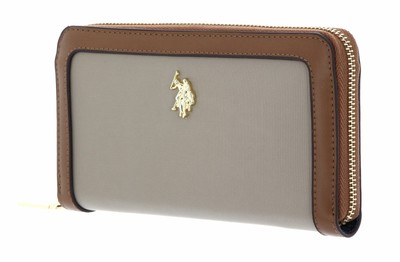 U.S. POLO ASSN. Houston Zip Around Wallet Geldbörse Light Taupe Beige Neu