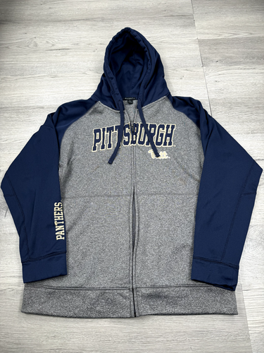 Pitt Panthers Jacket Mens L Gray Blue Full Zip Hoodie Champion Elite NCAA - Picture 2 of 15