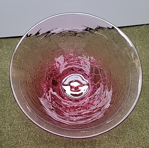 VTG Crinkle Pattern Pink Crystal Bowl G91 Etched in bottom Rare Collectable - Picture 2 of 7