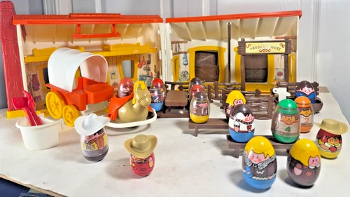 HASBRO WEEBLES WEEBLES WEST RANCH HOUSE  PLAYSET VINTAGE 16 WEEBLES HORSE MORE !