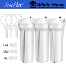 3 Pack 10" x 2.5" Whole House Water Filter Housing Filtration System for Home RV