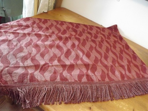 jc penney FRINGED VALANCE Victorian Style 77Wx24" MAROON WINE chenille feel - Picture 10 of 12