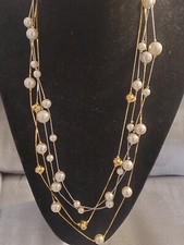 Elegant Faux Pearl Mix  Match Silver Gold Layer Necklaces