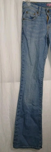 Levis Girls Super Low Boot Cut Medium Denim Jeans Zip Fly Button Front Sz 1L - Picture 3 of 7