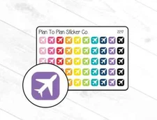 2217~~Airplane Square Trackers Planner Stickers.