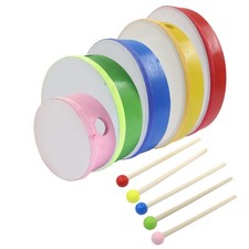 5 Pcs Hand Drums, Multicolor Wood Frame Drum Set Drum Stick for Beginners Hom...