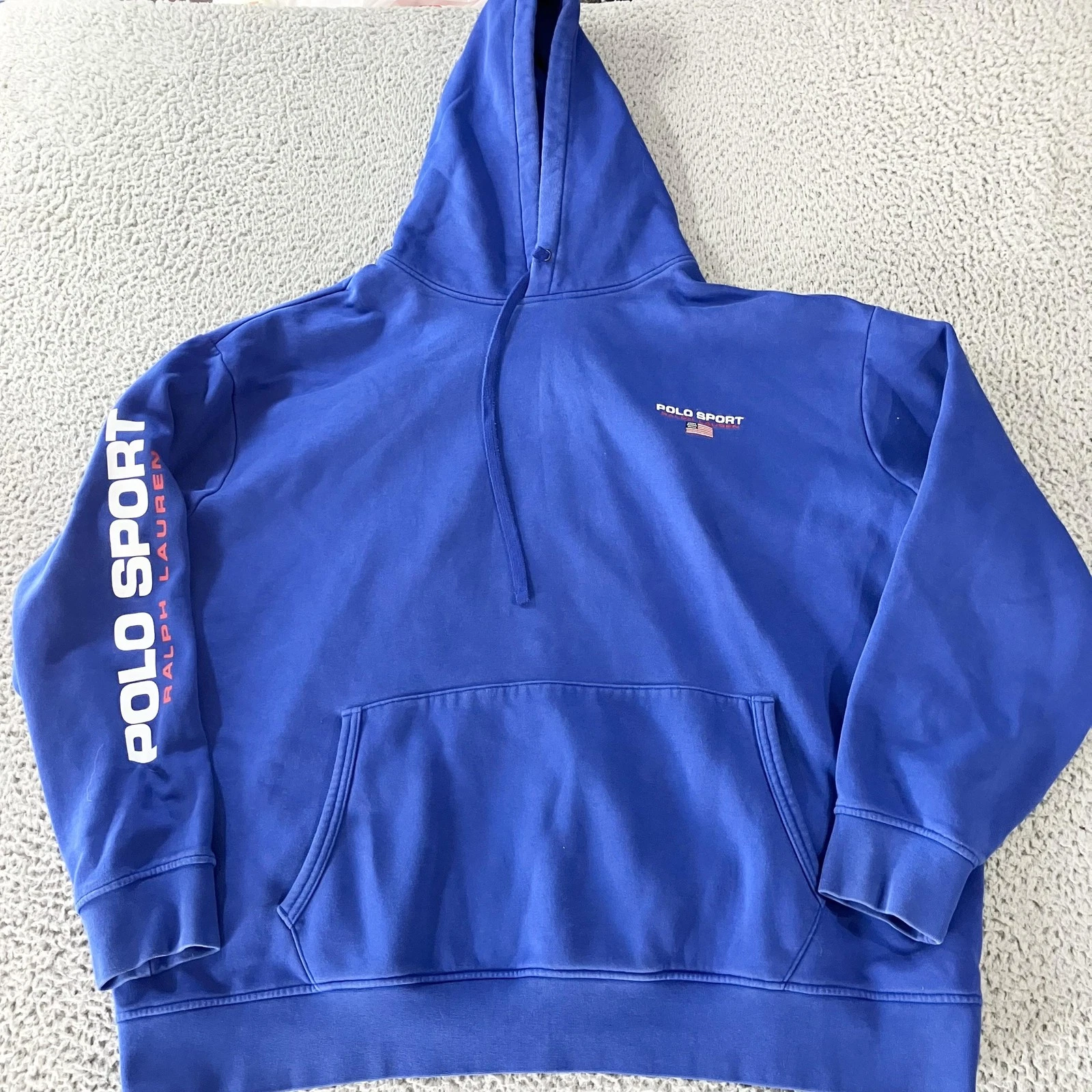 Polo Ralph Lauren Polo Sport Pullover Hoodie Mens Big 3X Blue USA Flag Logo