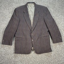 Vintage Woolrich Men's Large Blazer Sport Coat Wool Blend Glen Plaid Brown USA