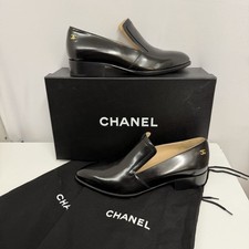 Chanel Glazed Calfskin Leather Shoes Black 15A 2015 NIB 850.00 2 Dust Bags 38 8