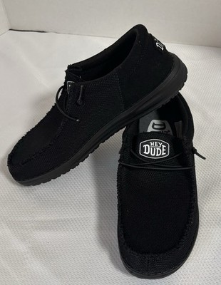 Hey Dude Wally Youth Funk Mono Black Slip On Shoes Size 6 Kids EU 38 With Box