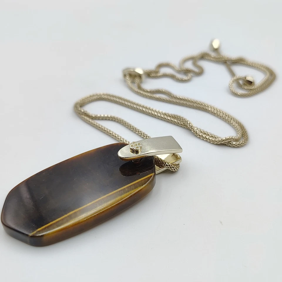 Kendra Scott Inez 项链 金色 老虎眼 长 可调节 29 — 第 3/4 张图片