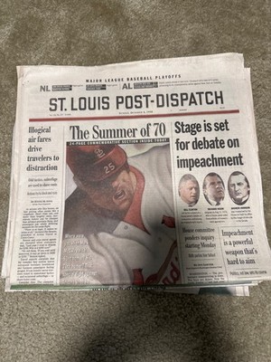 Mark McGwire St Louis Cardinals MLB St Louis Post Dispatch Newspaper 1998 Salute