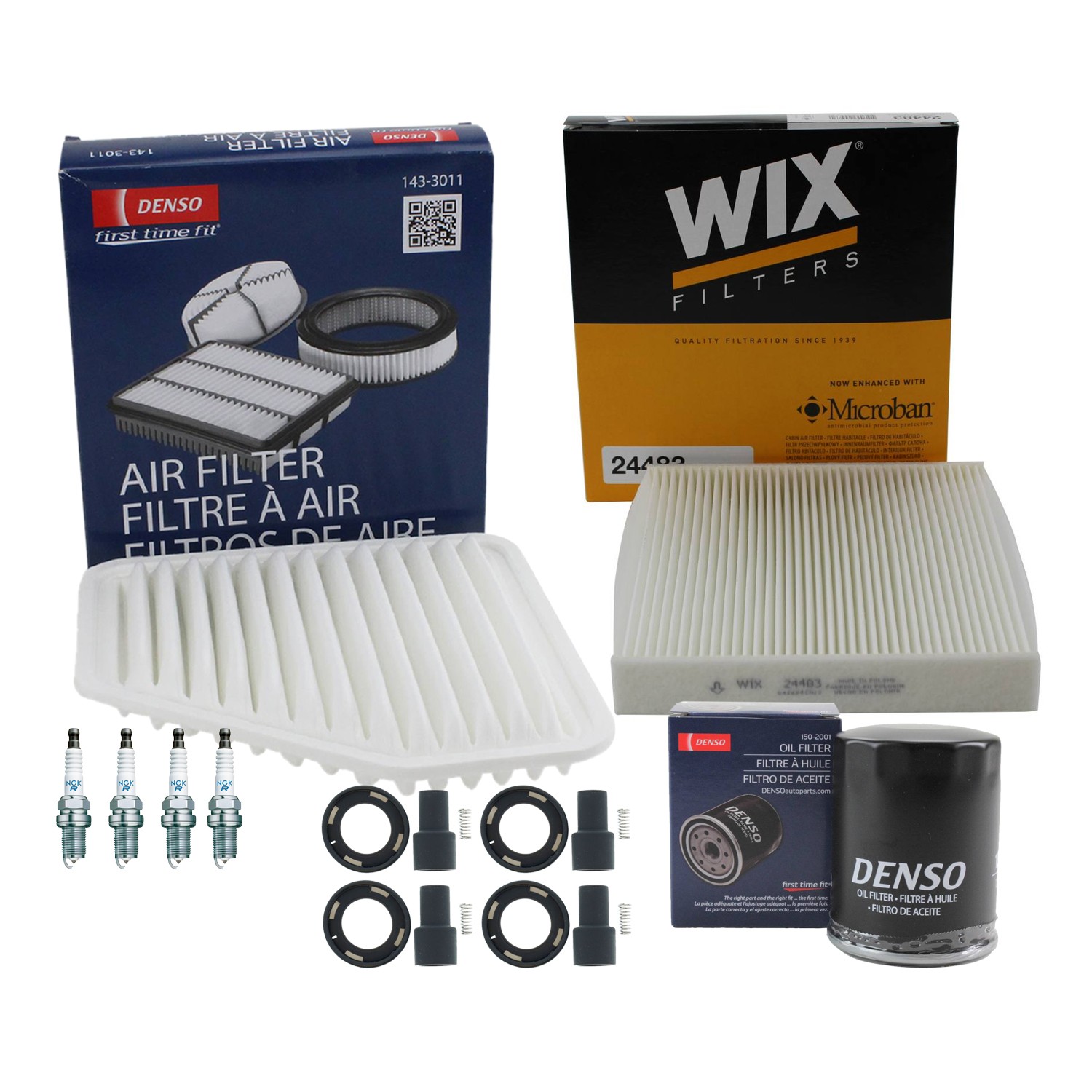 Denso Tune Up Kit NGK 4 Spark Plugs  Boots Kit for Matrix xB 2.4L L4 GAS AZ-FE