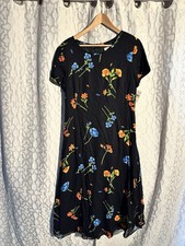 Talbots Navy Floral Short Sleeve Mini Dress Sz 14 YTK New