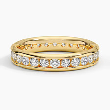 1.00Ct Natural Round Diamond Full Eternity Ring Channel Set In Yellow Gold 2.7MM