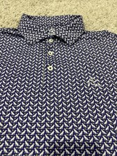 RHOBACK Dogs Novelty Print Performance Polo Shirt Mens XL Navy Blue