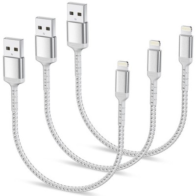 0,15m iPhone Ladekabel Kurz, 3Pack Geflochten USB A auf Lightning Kabel 15cm