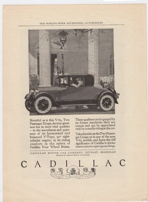 Original Magazine Print Ad for Cadillac Motor Car Company