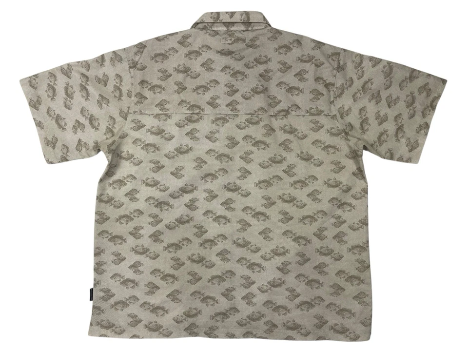 Weatherproof Shirt Mens 2XL Tan Fish Print Short Sleeve Button Up Fishing Casual - Image 2 of 4