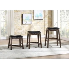 Lexicon Ordway 18" Faux Leather Saddle Dining Stool in Black